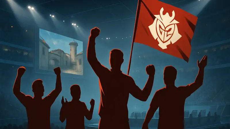 Киберспортивная команда G2 Esports празднует победу на турнире в Астане, обыграв Monte.