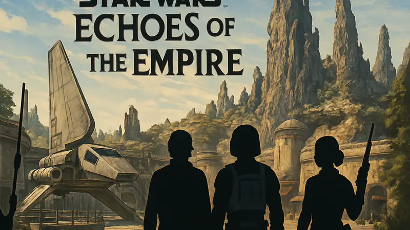 Обложка комикса Star Wars: Echoes of the Empire, герои на фоне Galaxy's Edge.