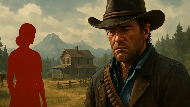 Артур Морган из Red Dead Redemption 2 смотрит с грустн ым или осуждающим выражением лица