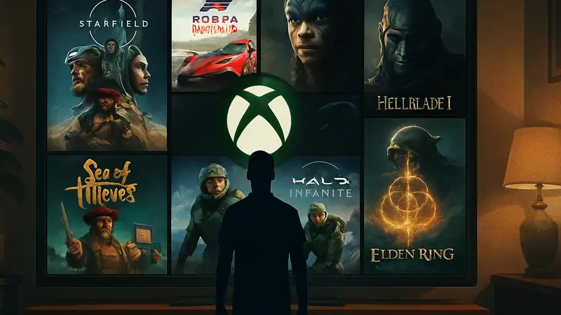 Коллекция логотипов игр Xbox Game Pass, предлагаемых для игры на выходных.