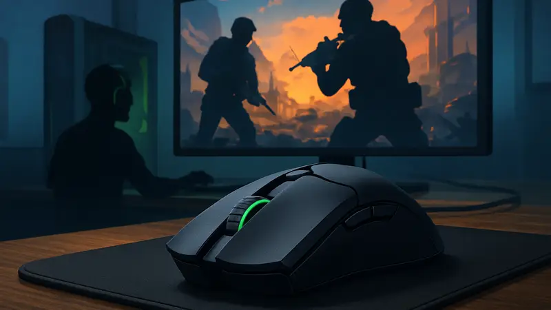 Игровая мышь Razer Viper V4 Pro на фоне игрового сетапа