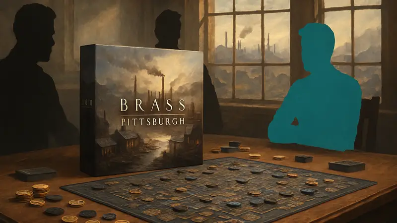 Коллекционное издание настольной игры Brass. Питтсбург на игровом столе.