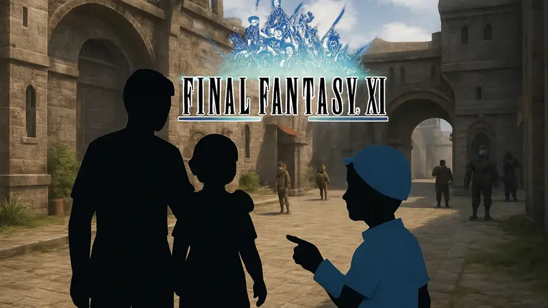 Логотип Final Fantasy XI, скриншот из MMORPG, обновление туториала, патч 2026 года.