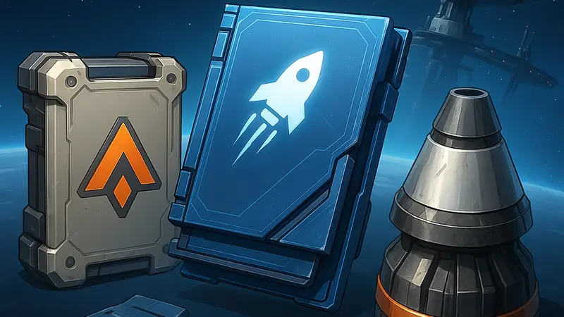 Изображение редких аэрокосмических материалов из Arknights Endfield на фоне космической станции или звездного неба.