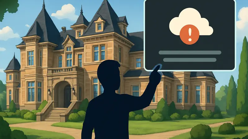 Игрок Heartopia демонстрирует огромный особняк и сообщение о лимите загрузки в игре