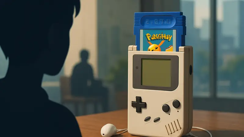 Миниатюрный музыкальный плеер Nintendo в виде Game Boy с вставленным картриджем Pokemon