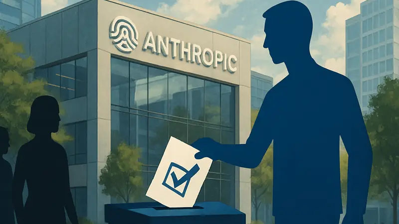 Логотип Anthropic и символ голосования, политическая деятельность ИИ-компании