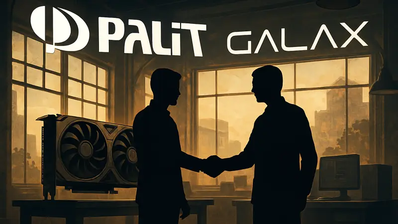 Логотипы Palit и Galax, символизирующие продолжение сотрудничества и разработку новых видеокарт.