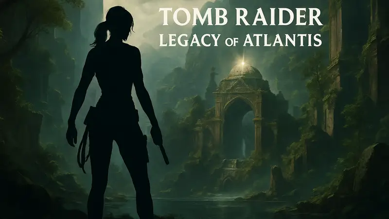 Tomb Raider: Legacy of Atlantis: скриншот из игры, Лара Крофт, логотип, 2026 год.