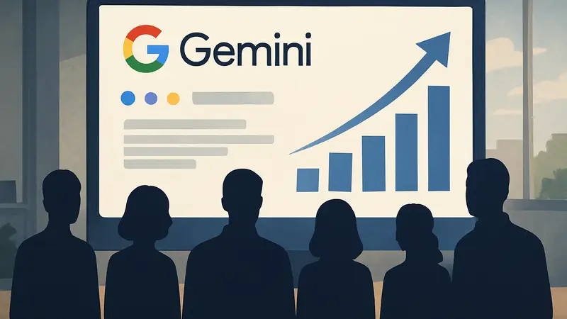 Интерфейс Google Gemini, иллюстрация роста числа пользователей ИИ-сервиса