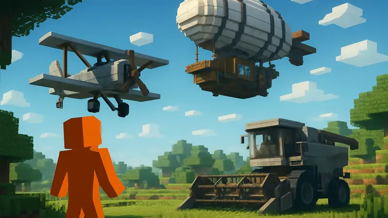 Minecraft мод Create Aeronautics: самолёты, дирижабли и комбайны в игре