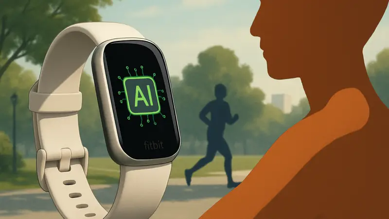 Фитнес-трекер Google Fitbit Air на запястье, дизайн устройства, функции ИИ.