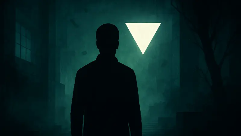 Персонаж Дилан из игры Control, его изображение в темных тонах, мистическая обстановка