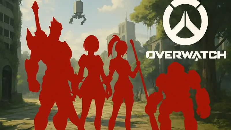 Персонажи Overwatch 2 в скинах из Nier: Automata на фоне коллаборации