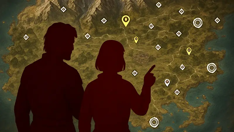 Интерактивная карта региона Деменисс из игры Crimson Desert с отмеченными квестами и локациями.