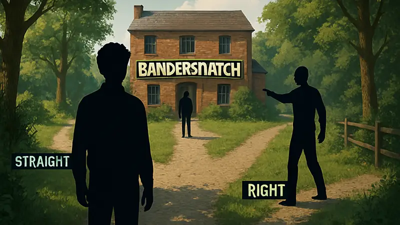 Кадр из интерактивной пародии "Bandersketch" от Aunty Donna, с выборами