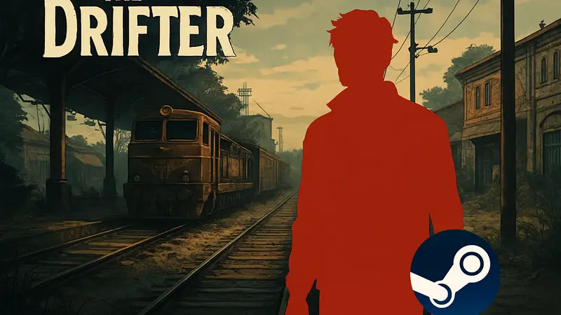 Скриншот или обложка инди-игры The Drifter с логотипом Steam