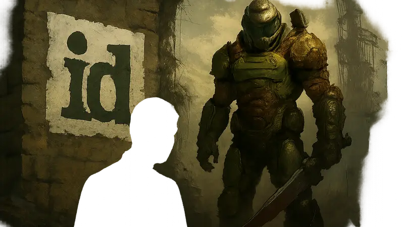 Изображение логотипа id Software и Doom Slayer, символизирующее проблемы студии