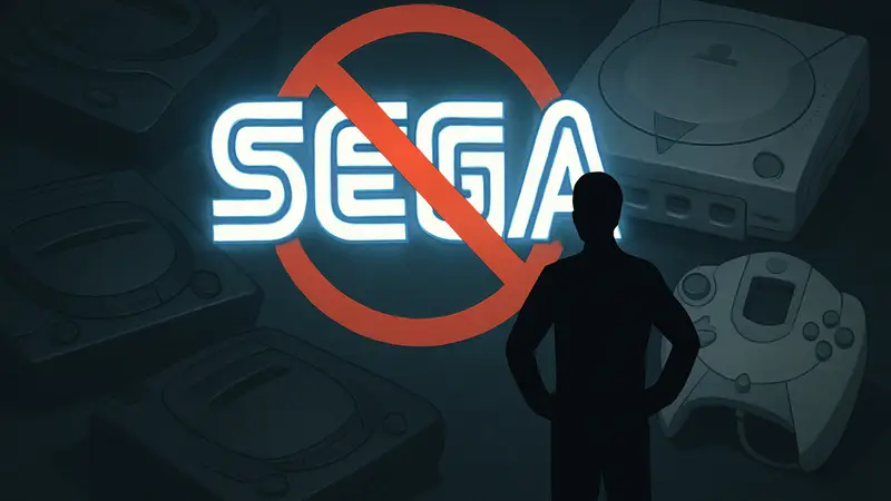 Логотип Sega на фоне игровых консолей. Sega отменила разработку Super Game.