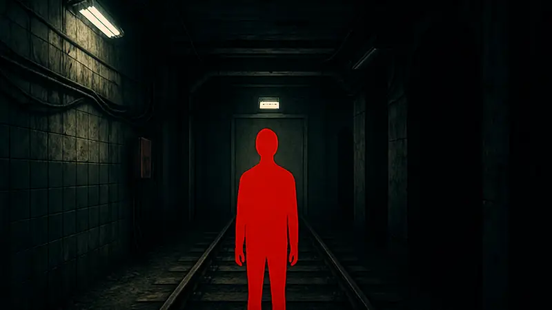 Постер или кадр из фильма «Exit 8» с элементами хоррора.