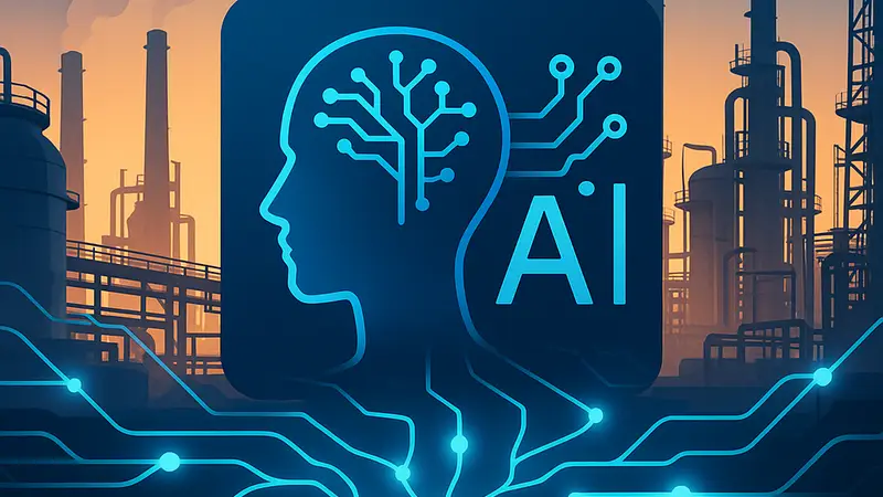 Логотип AI-стартапа CVector на фоне промышленных объектов, символизирующий его «нервную систему»