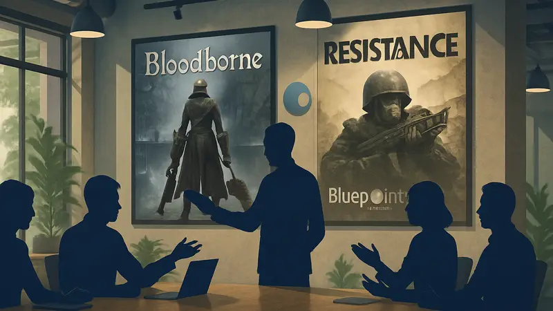Логотипы игр Bloodborne и Resistance на фоне студии Bluepoint Games, обсуждающей планы на ремейки.