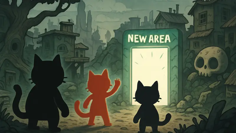Игровой мир и персонажи Mewgenics, сцена разблокировки новой области.