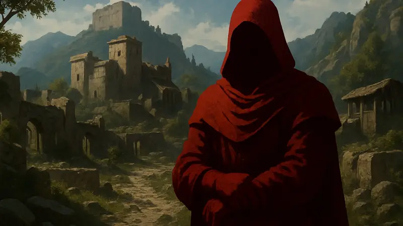 Персонаж Алессио на фоне локации из игры Crimson Desert