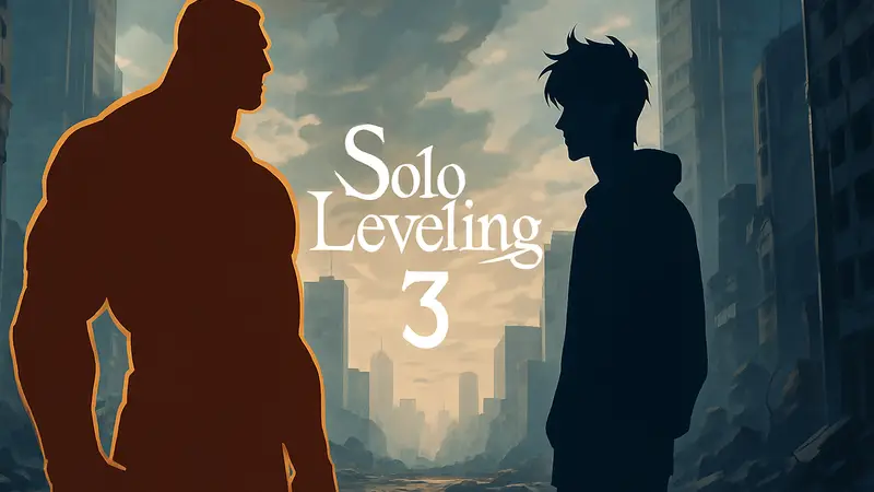 Иллюстрация персонажей Solo Leveling, Томас Андре и Джин Ву, логотип 3 сезона