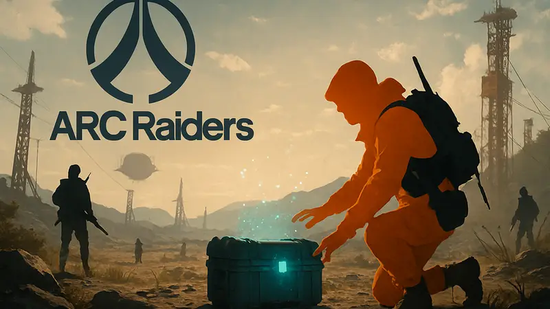 Логотип ARC Raiders на фоне игрового процесса с восстановлением снаряжения