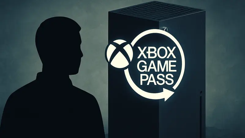 Логотип Xbox Game Pass на фоне консоли Xbox Series X, символизирующий новые игры.