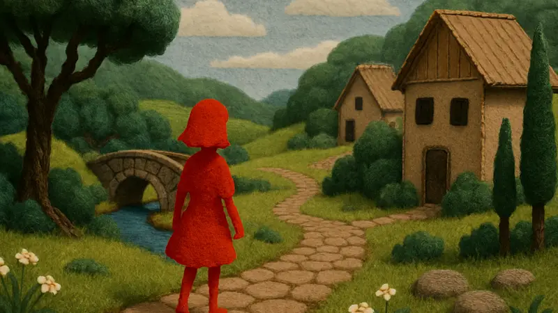 Кадр из инди-игры Abigail, демонстрирующий ручной дизайн из фетра, синельной проволоки и картона.