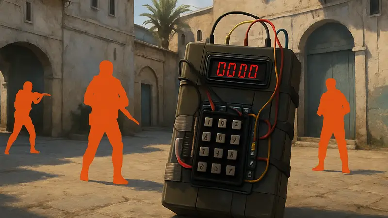 Бомба C4 в Counter-Strike 2 на фоне карты