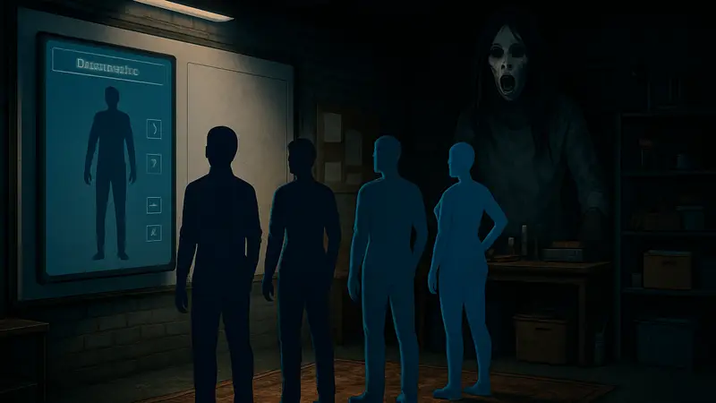 Скриншот Phasmophobia с элементами кастомизации персонажей, изображение призрака