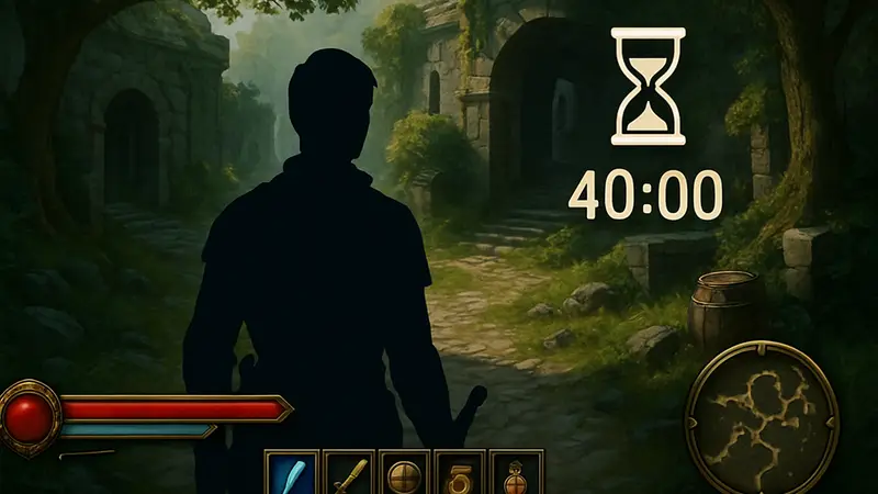 Элементы интерфейса RPG, показывающие продолжительность игры, геймдизайн