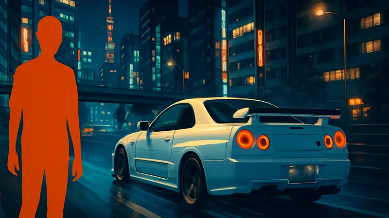 Tokyo Xtreme Racer на PS5: гоночный автомобиль, ночные городские улицы Токио, скорость.