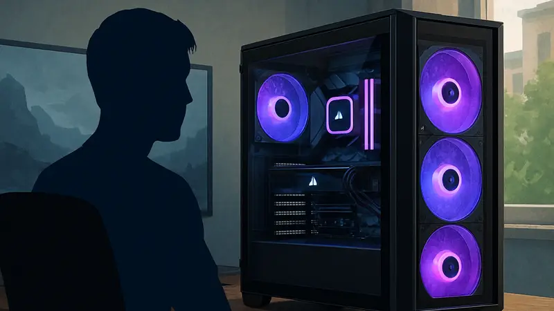 Игровой корпус Corsair 3200D, чёрный, с подсветкой и прозрачной боковой панелью