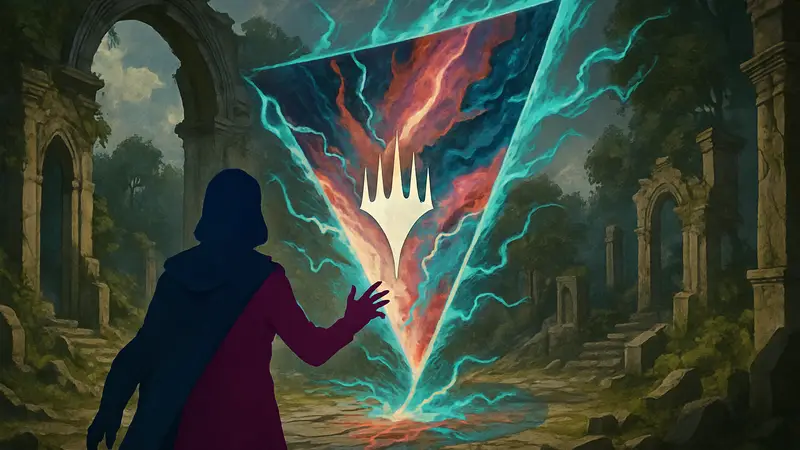 Изображение карты Magic: The Gathering из набора Reality Fracture Commander с необычными цветовыми сочетаниями.