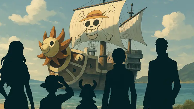 Герои аниме One Piece на фоне корабля, символизирующие новый таймскип в сюжете.