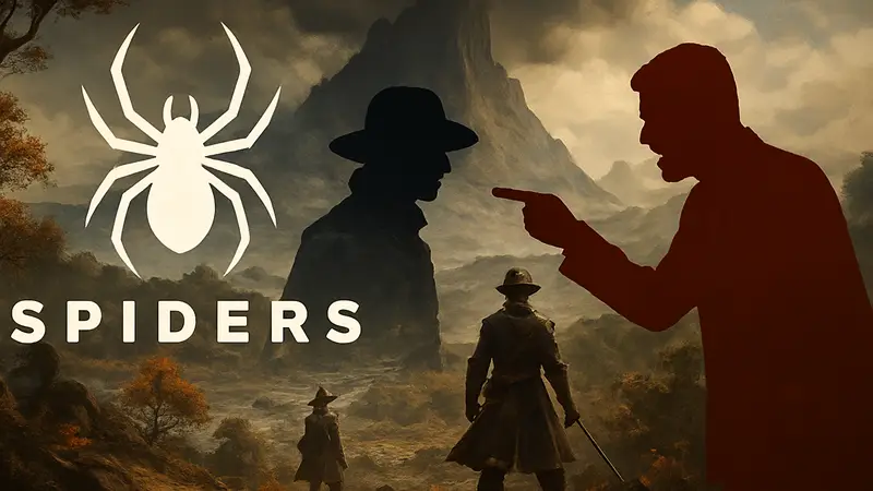 Логотип студии Spiders на фоне арта из игры Greedfall, символизирующий конфликт с Nacon.