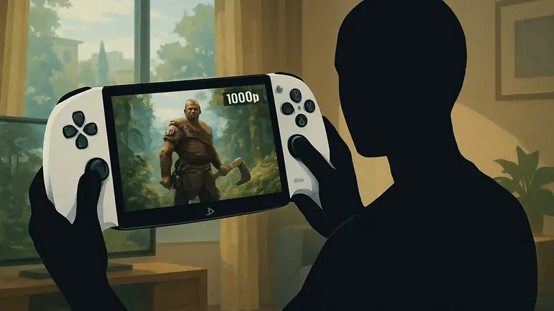 Обновлённый Sony PlayStation Portal в руках, демонстрирующий улучшенную графику 1080p в игре.