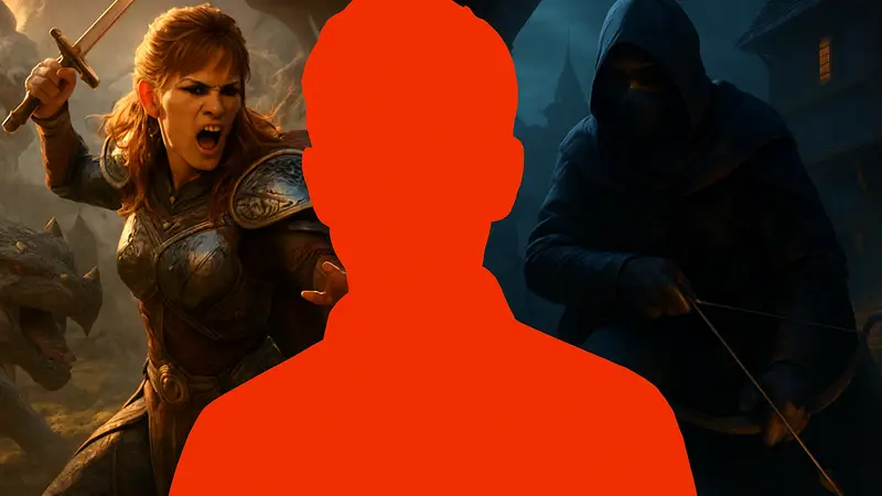 Рафаэль Колантонио, основатель Arkane Studios, на фоне скриншотов из Baldur's Gate 3 и Thief.