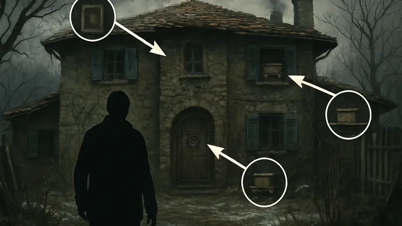 Изображение Дома Маэстро из Resident Evil Village с указателями скрытых предметов