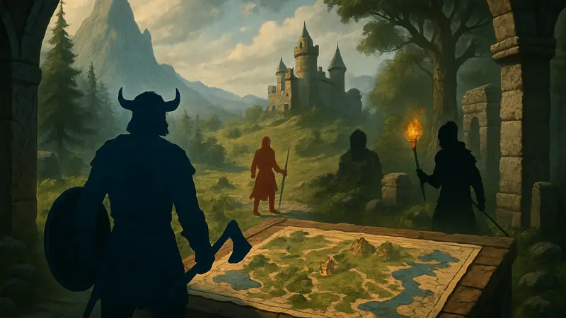 Изображение карты Adventure Map в игре Valheim, показывающее элементы RPG-приключения