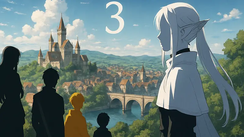 Постер аниме Frieren с главными героями, анонс 3 сезона