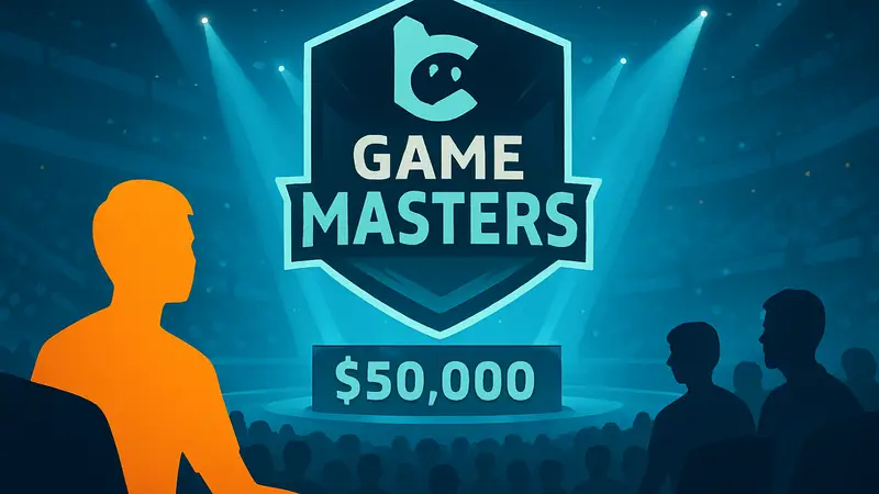 Логотип BC Game Masters, киберспортивный турнир с призовым фондом $50,000.
