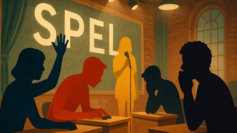 Участники словесного игрового шоу Dropout в разгар состязания.