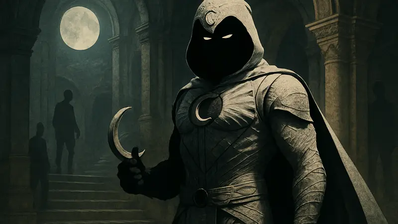 Фигурка Лунного рыцаря Hot Toys в Artisan-версии из сериала Marvel, детальный вид.