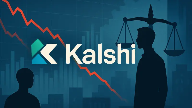 Логотип Kalshi на фоне графика, символизирующего регулирование цифровых рынков.