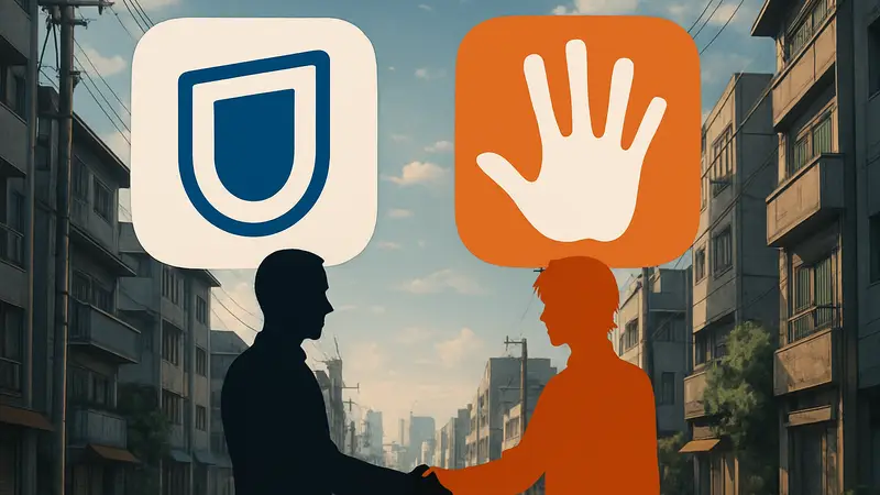 Логотипы U-Next и GoHands, символизирующие слияние аниме-компаний